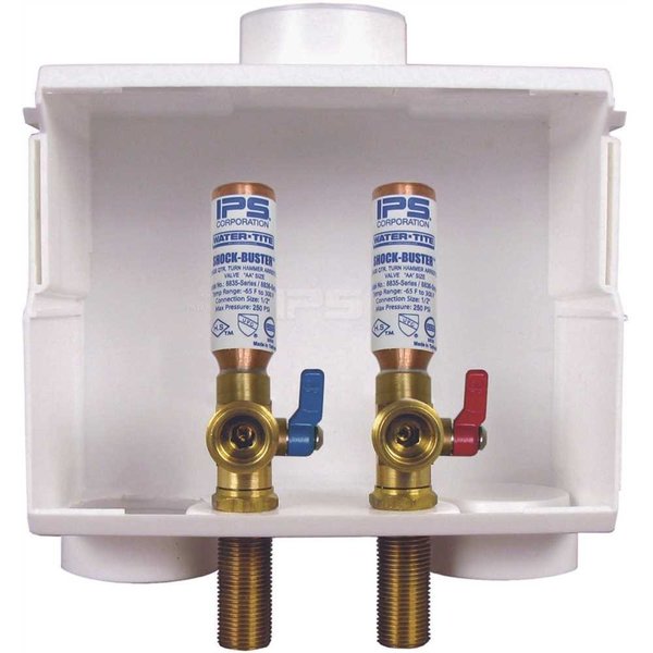 Water-Tite DU-All 1/2 in. PEX Dual-Drain Washing Machine Outlet Box with Hammer Arrestors 85714